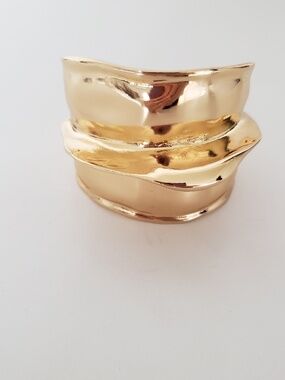 Natasha Gold Tone Sculptural Wide Cuff Bracelet